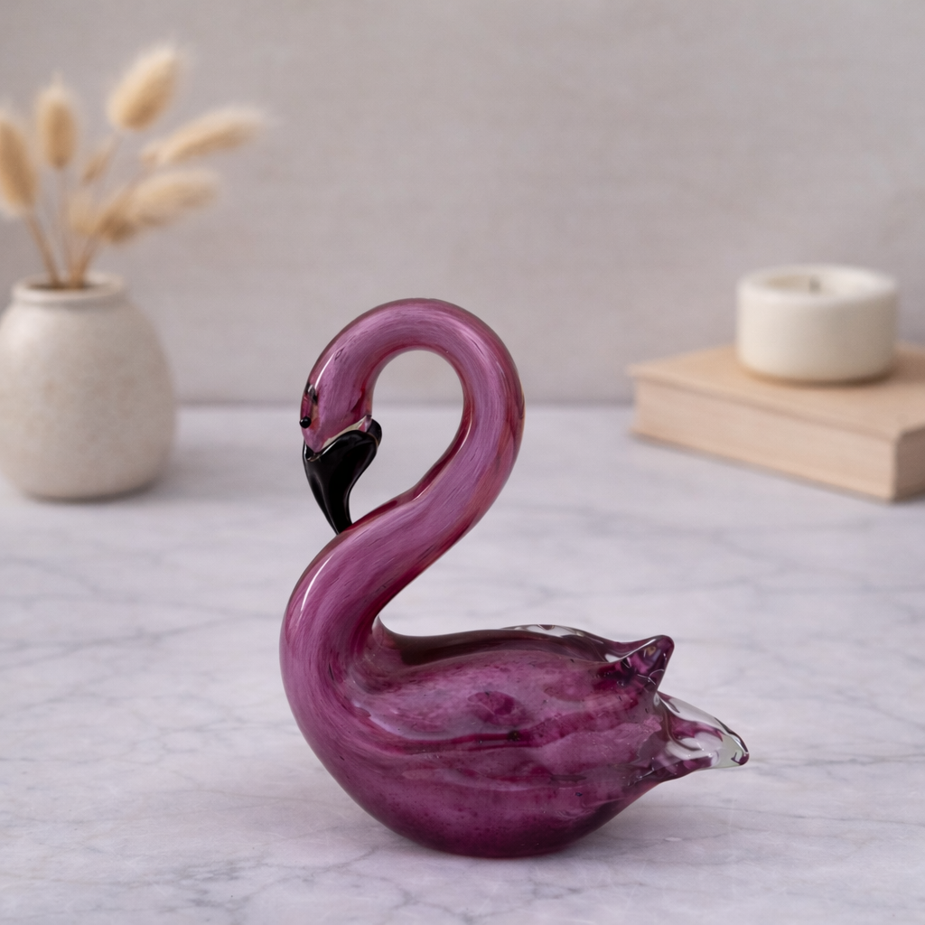 Crystal Curved Flamingo Figurine