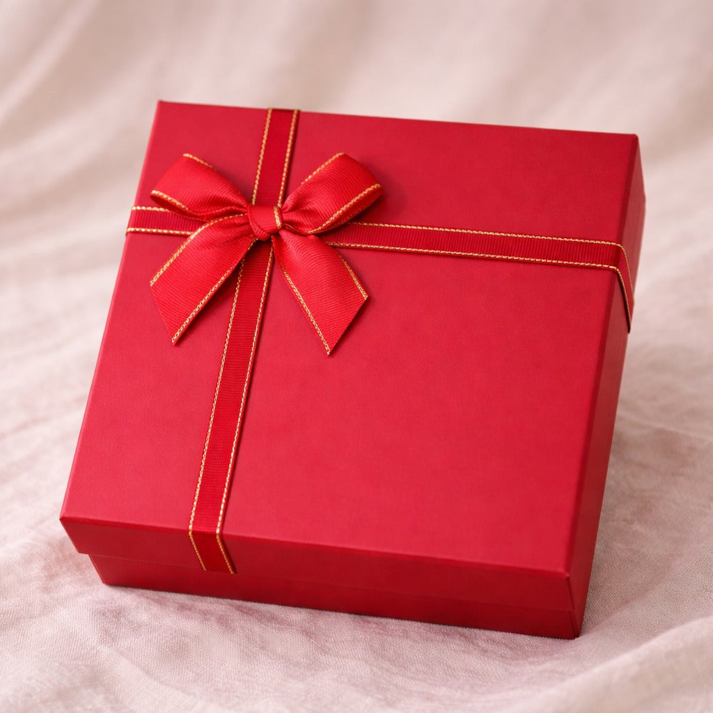 Festive Crimson Ribbon Gift Boxes (set of 3)