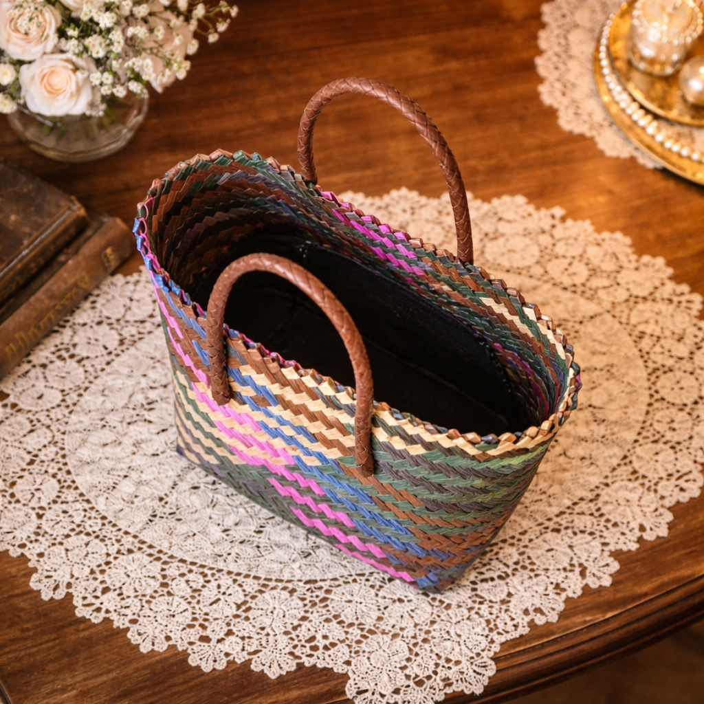 Heritage Bloom Handwoven Carry Basket