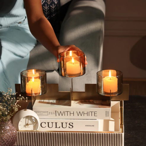 Sparkle 3-Tier Votive Holder - Tinted Gold