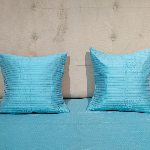 The LuxeLife Blue Silk Solid Bedcover