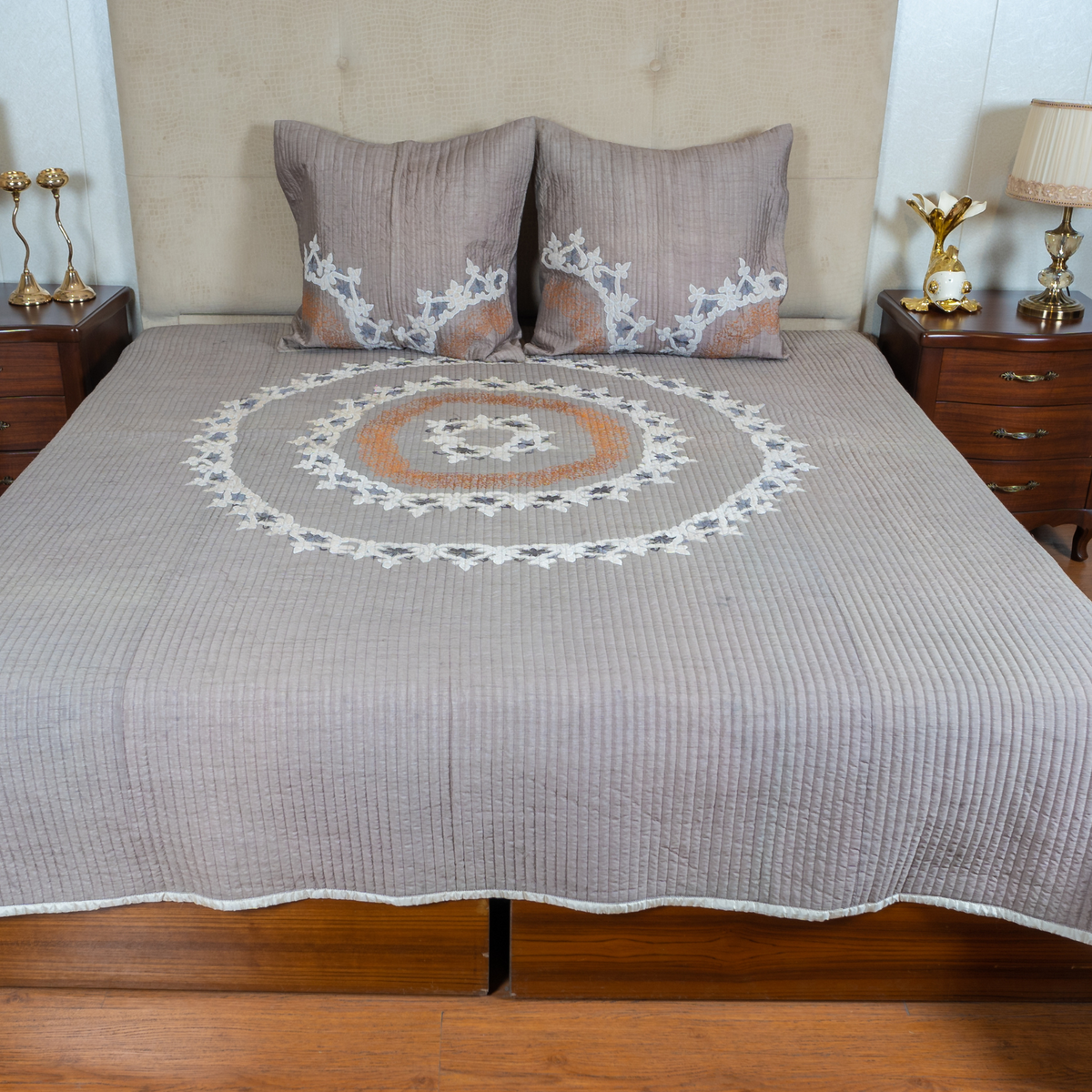 The LuxeLife Silk Embroidered Bedcover