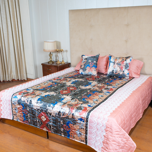 The LuxeLife Pink Silk Bedcover
