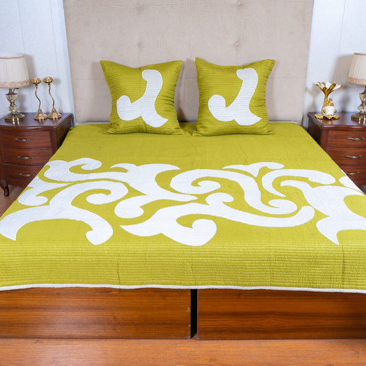 The LuxeLife Parrot Green Bedcover