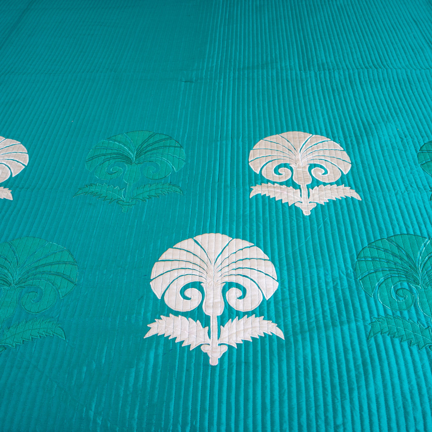 The LuxeLife Green Silk Bedcover