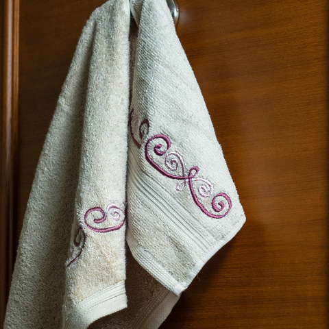 The Luxelife Beige Embroidered Hand Towel