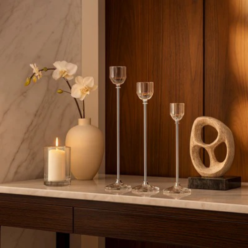SET OF 3 CRYSTAL CANDLE HOLDER