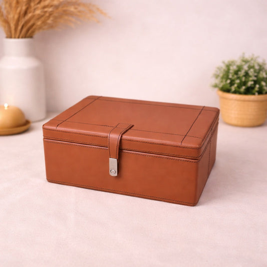 Brown Luxe Leather Keepsake Box