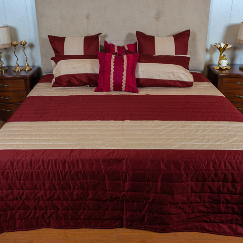 The LuxeLife Maroon Cotton Solid Bedcover