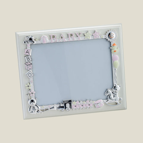 Train Photoframe with Baby- Silver