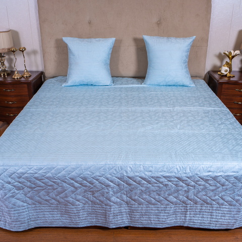 The LuxeLife Blue Cotton Printed Bedcover