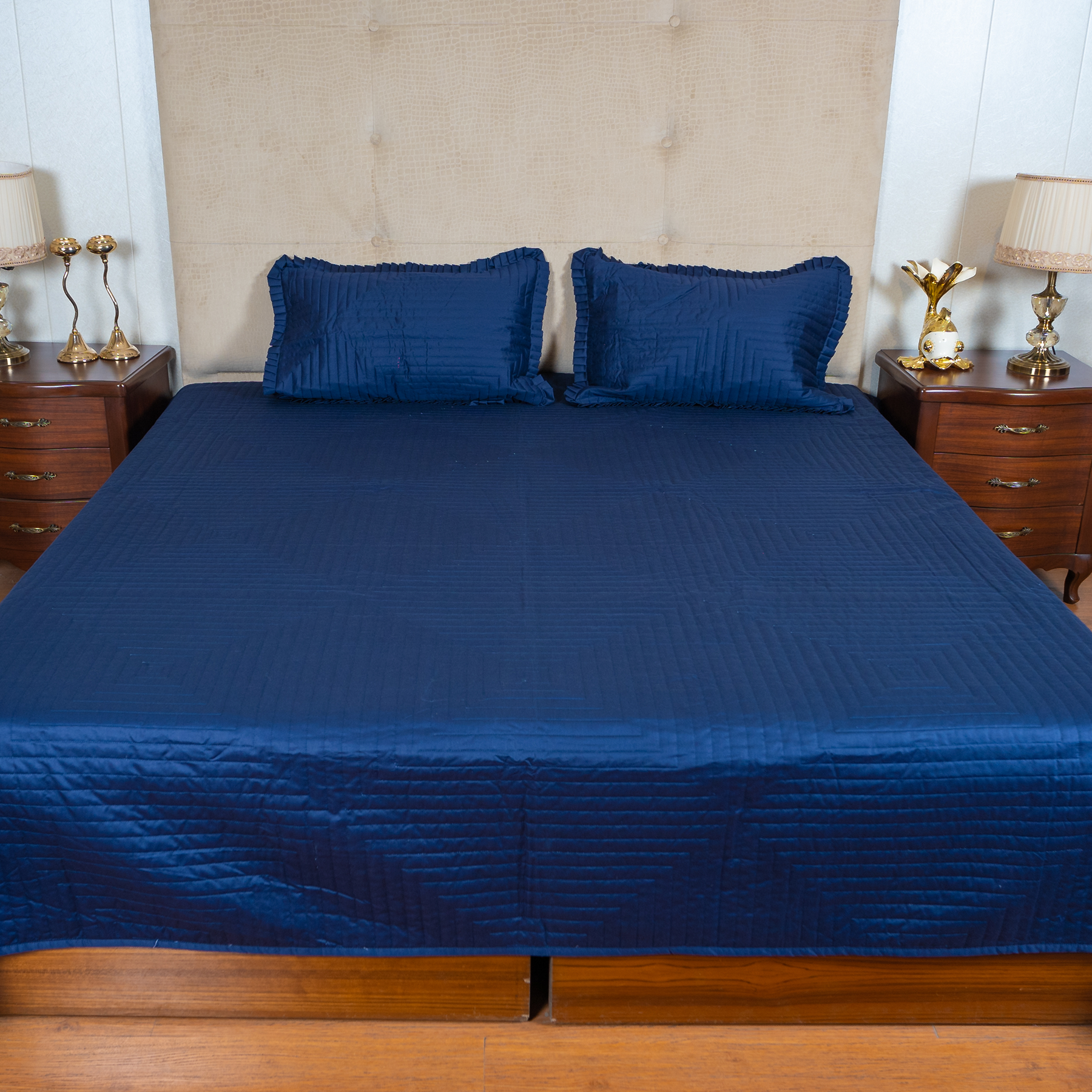 The LuxeLife Blue Solid Cotton Bedcover