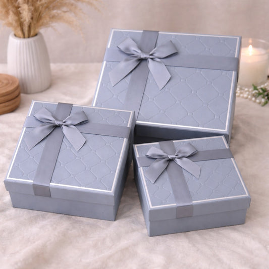 Ash Grey Embossed Gift Box (Set of 3)