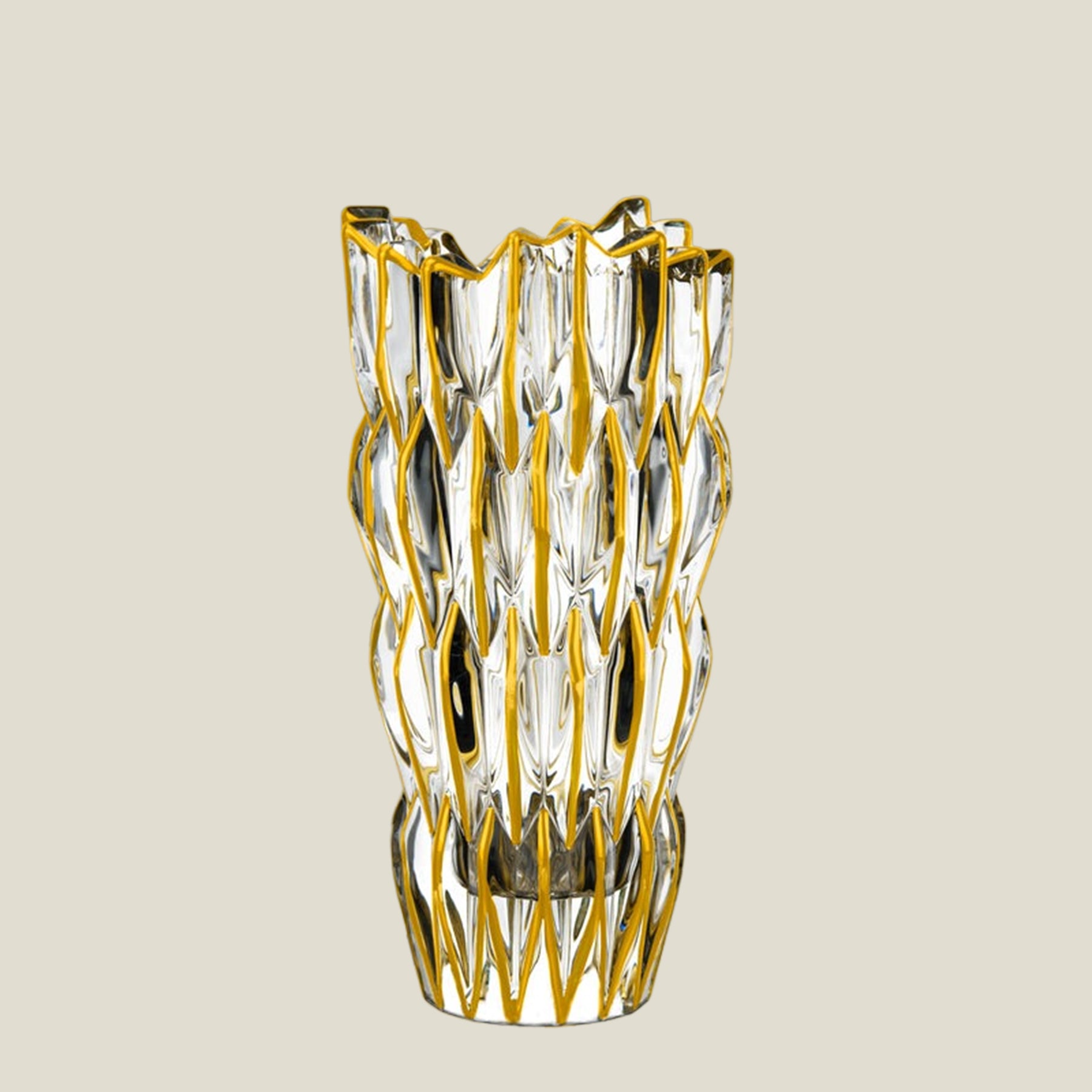 Rhombic Design Vase With Golden Lining - H-29.5 CM 71-721929
