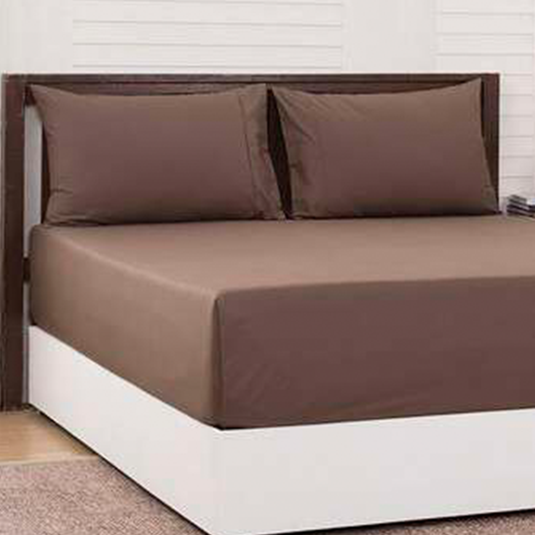 THE LUXELIFE SOLID BROWN COTTON BEDSHEET