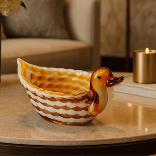 CRYSTAL DUCK BOWL SHOWPIECE