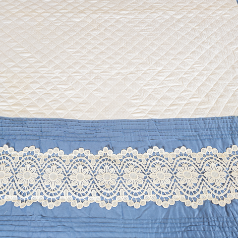 The LuxeLife White Cotton quilted Bedcover with lace