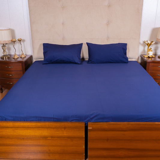 THE LUXELIFE SOLID BLUE COTTON BEDSHEET