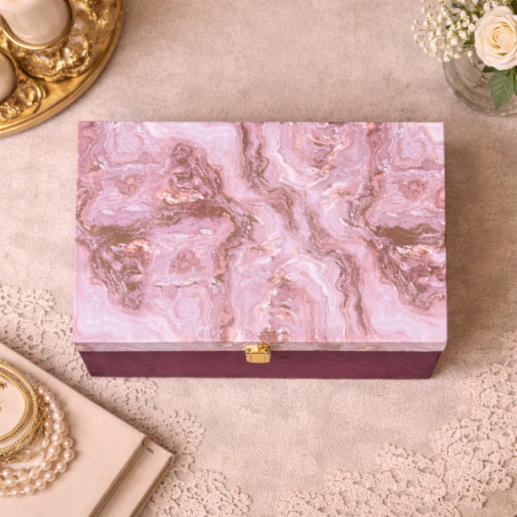 Plum Marble Luxe Keepsake Box