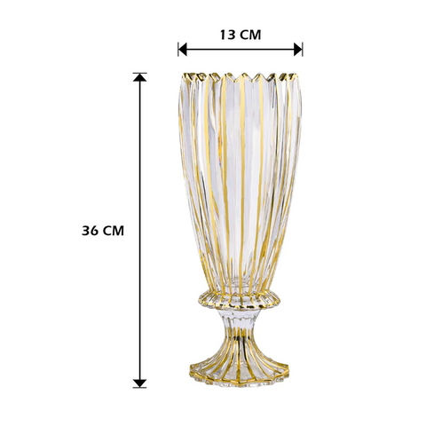 Streak design footed vase with golden lining