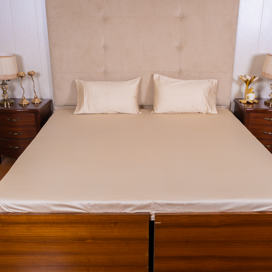 THE LUXELIFE SOLID BEIGE COTTON BEDSHEET