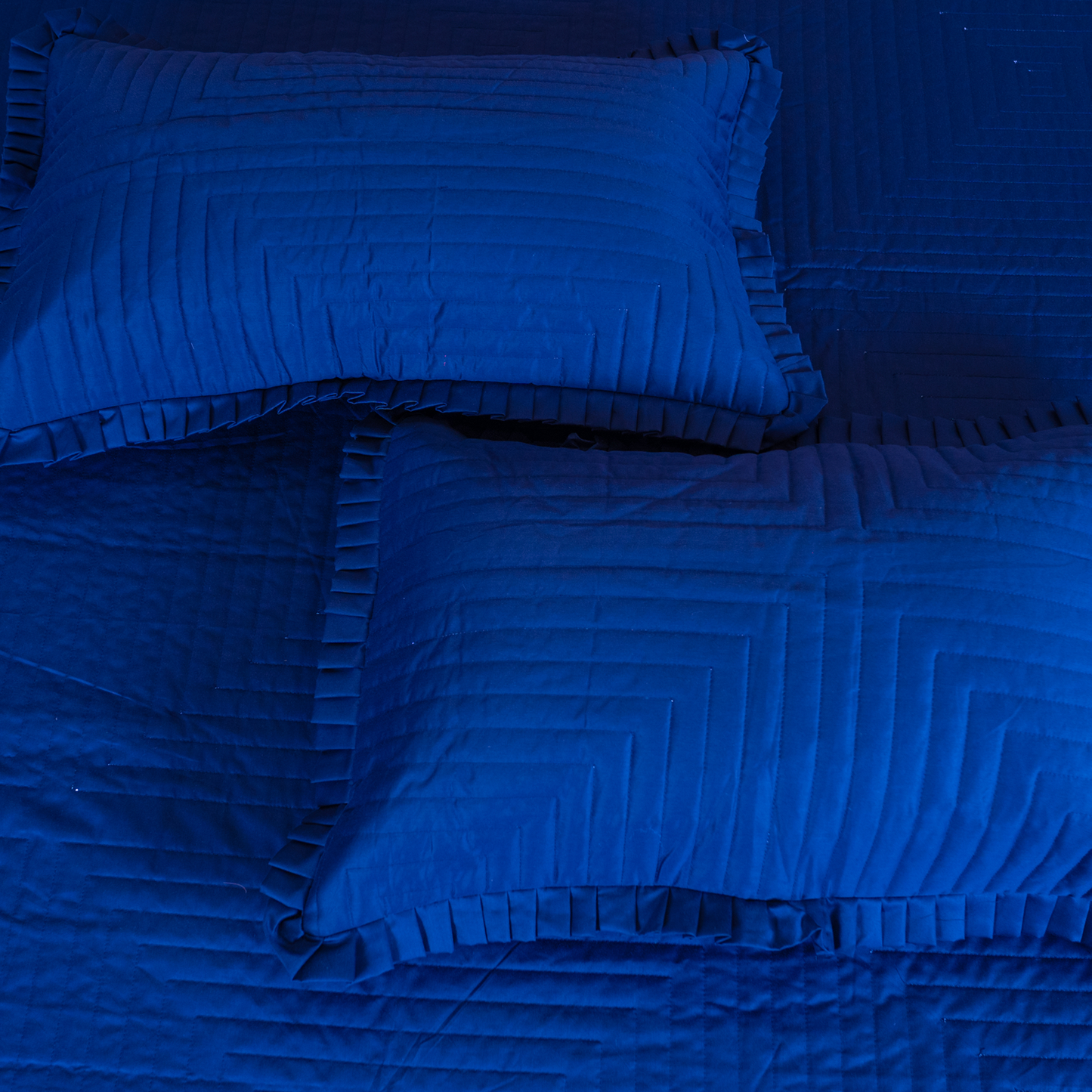 The LuxeLife Blue Solid Cotton Bedcover