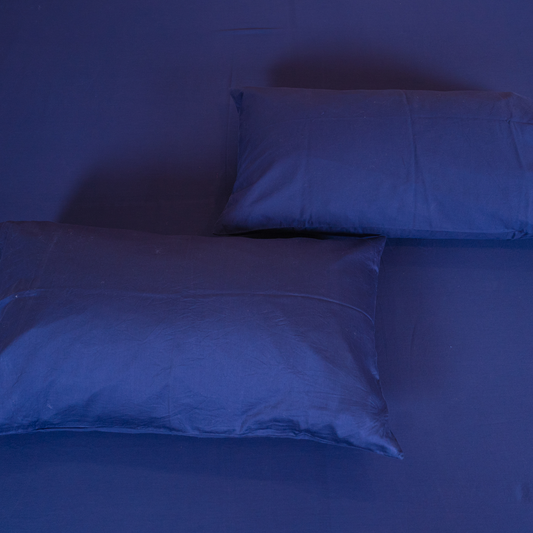 THE LUXELIFE SOLID BLUE COTTON BEDSHEET
