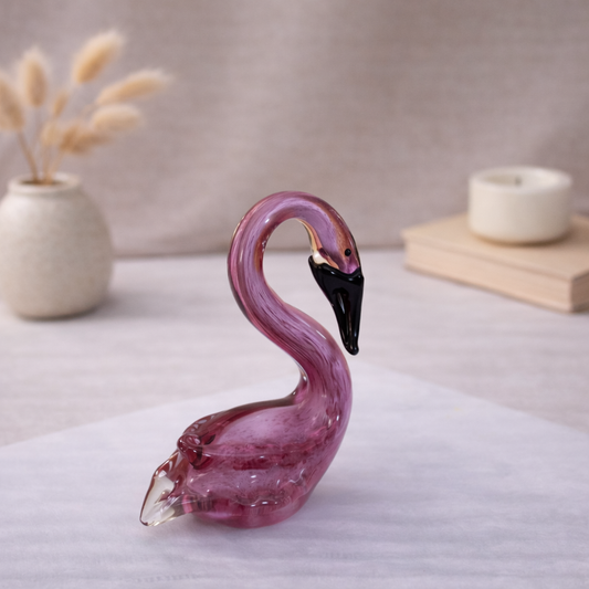 Crystal Curved Flamingo Figurine