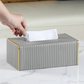 GOLD EDGE TISSUE BOX HOLDER -LIGHT GREY