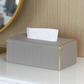 GOLD EDGE TISSUE BOX HOLDER -LIGHT GREY