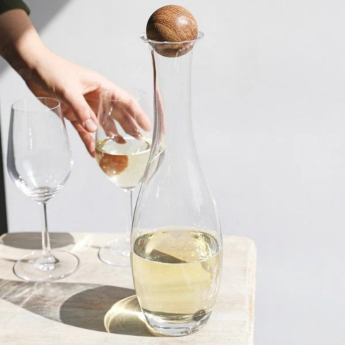Nature White Wine Carafe with Oak Stopper 1000ml
