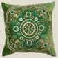 The Luxelife Green Velvet Floral Fully Embroidered Cushion Cover