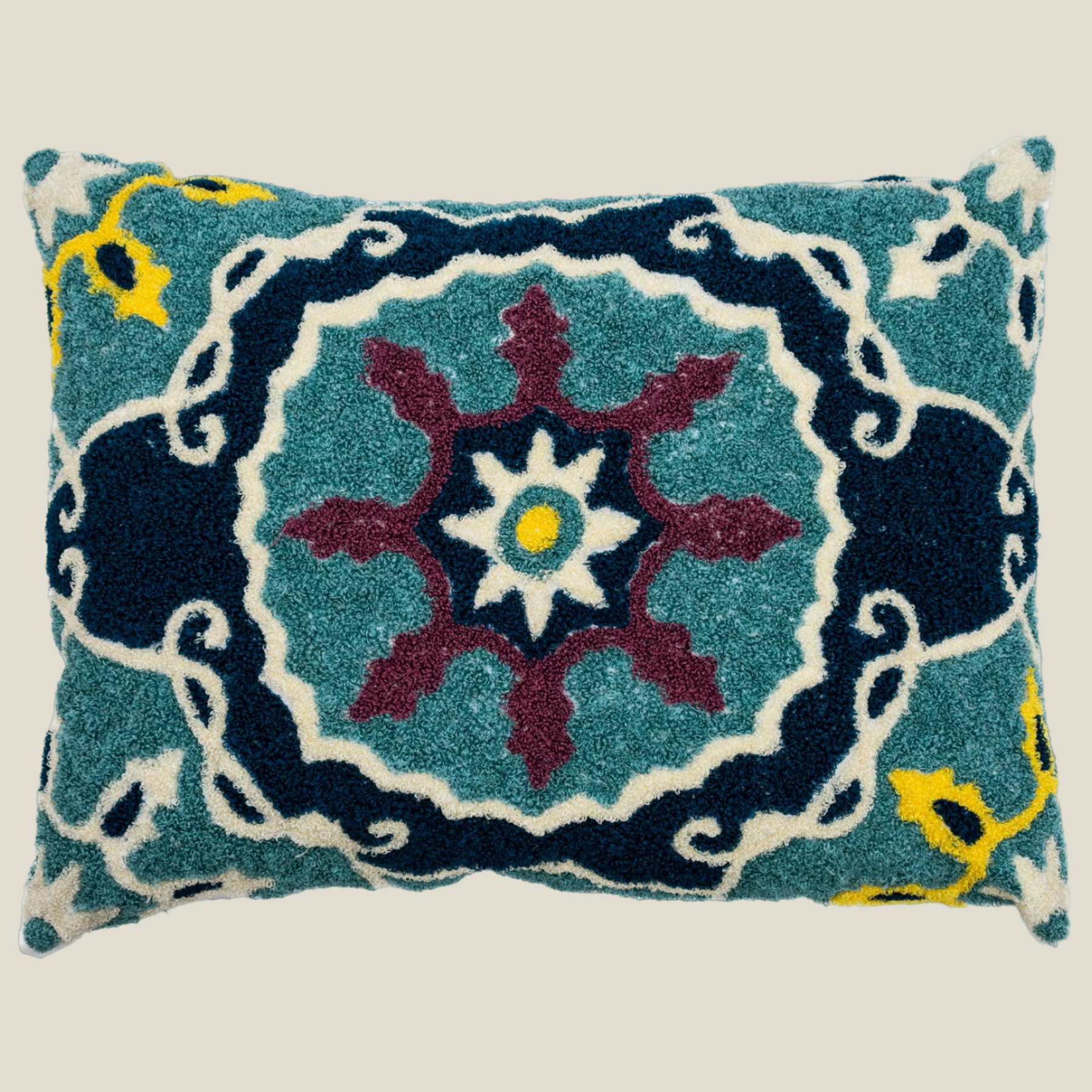 The Luxelife Multicolor Ruffled Floral Cotton Fully Embroidered Cushion Cover