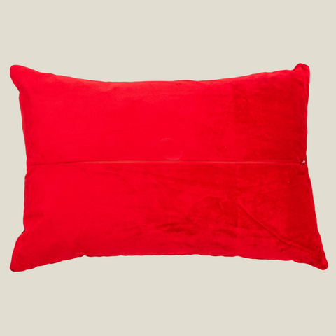 The Luxelife Red Velvet Floral Fully Embroidered Cushion Cover