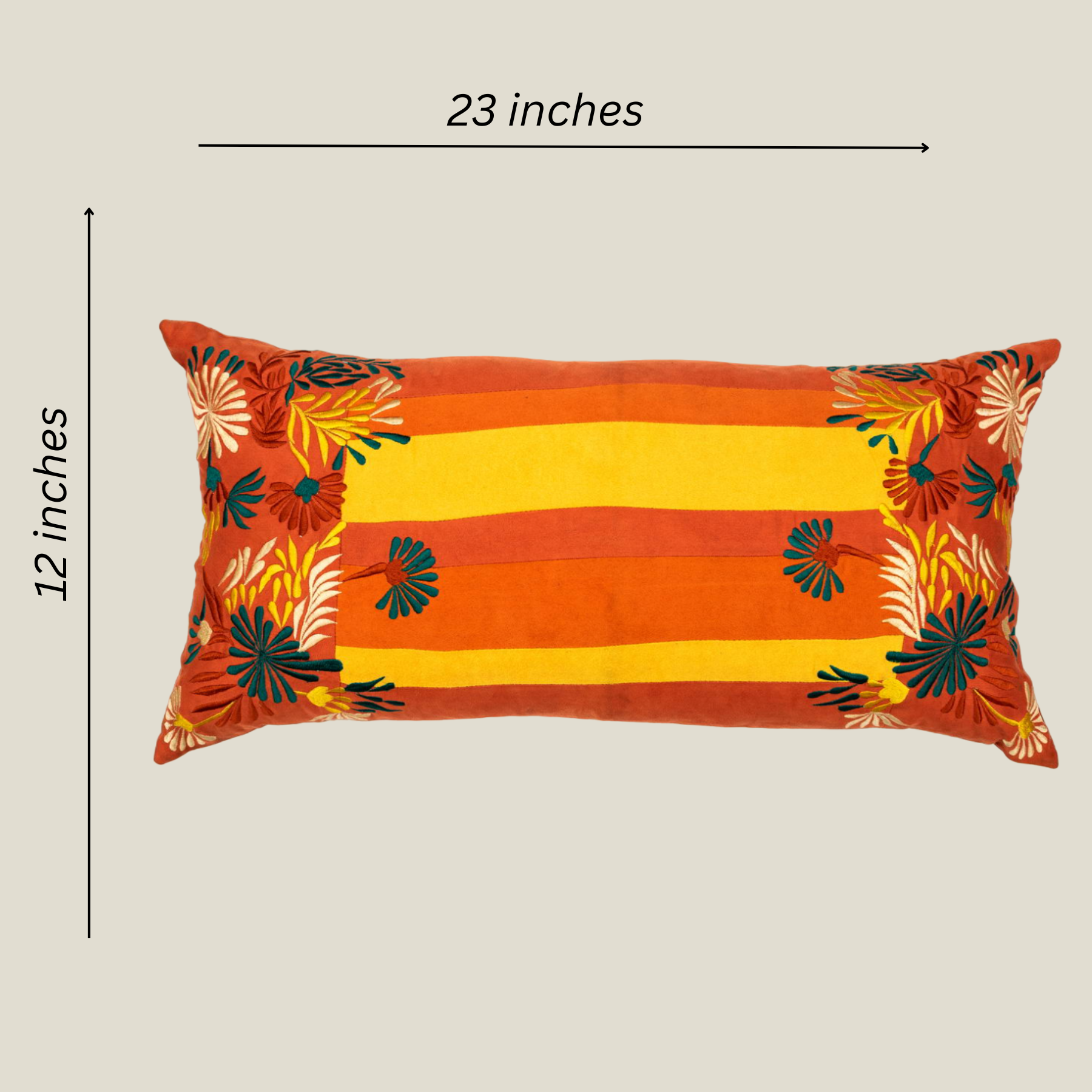 The Luxelife Orange Floral Embroidered Cushion Cover