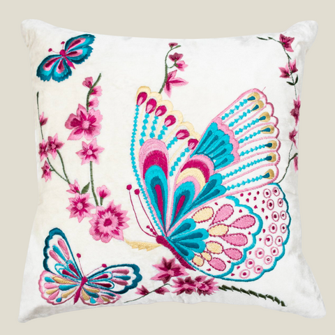 THE LUXELIFE EMBROIDERED BUTTERFLY CUSHION COVER