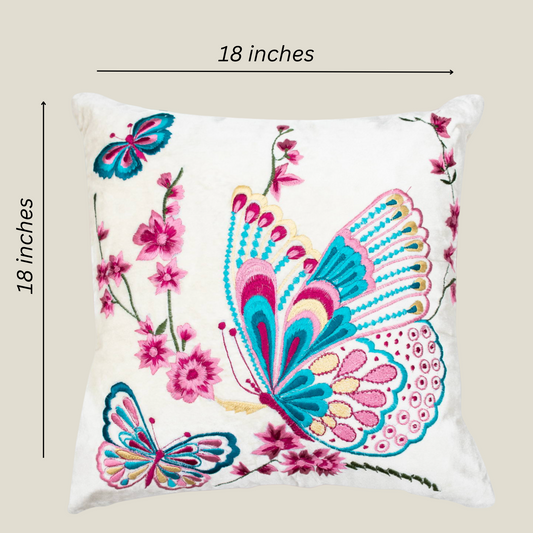 THE LUXELIFE EMBROIDERED BUTTERFLY CUSHION COVER