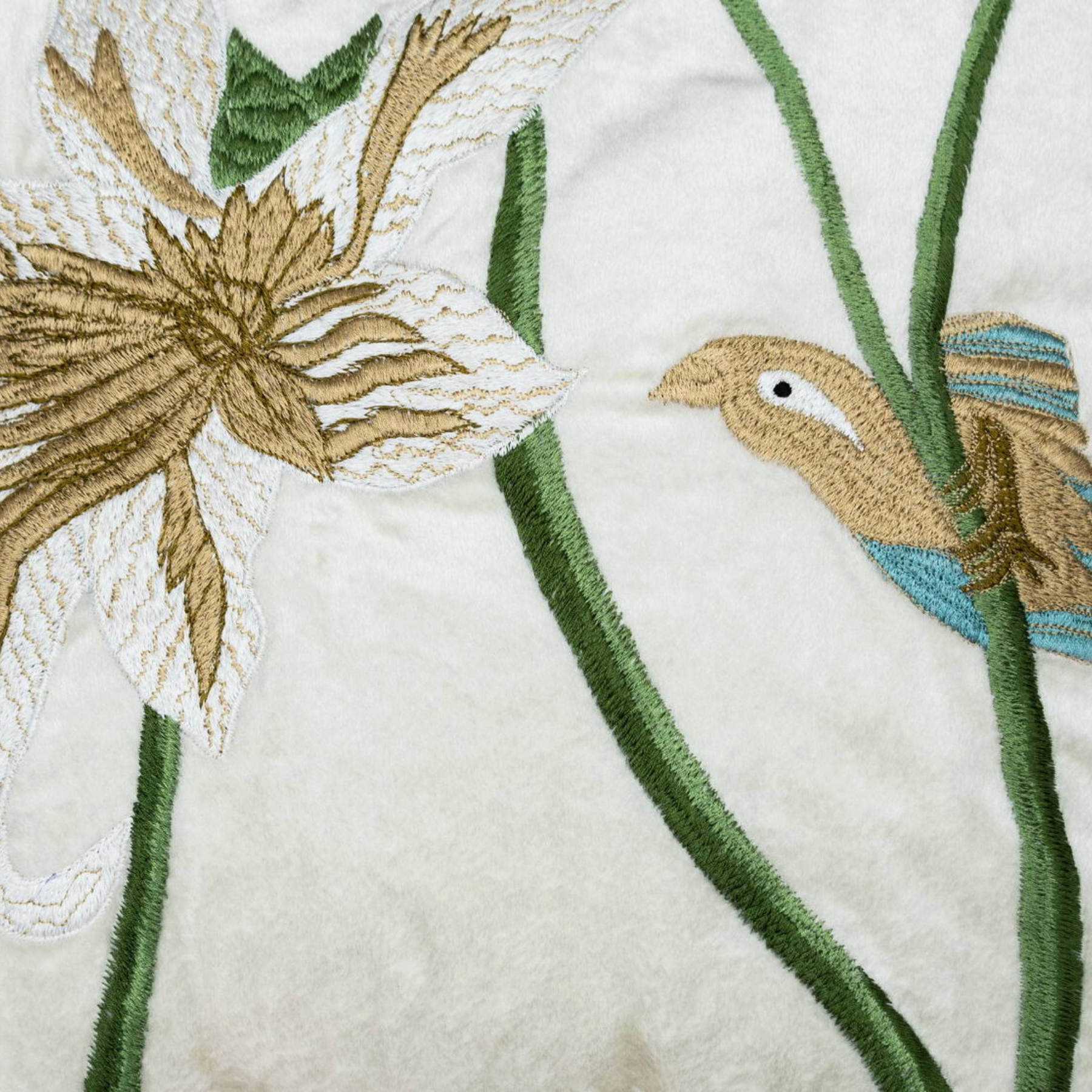 THE LUXELIFE BIRD EMBROIDERED FAUNA CUSHION COVER