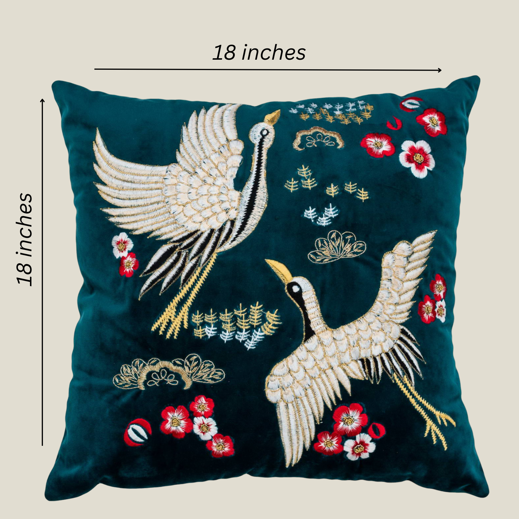 THE LUXELIFE GREEN EMBROIDERED FAUNA CUSHION COVER