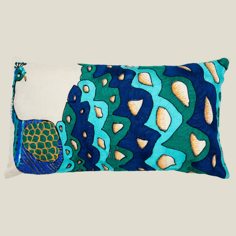 THE LUXELIFE PEACOCK EMBROIDERY CUSHION COVER
