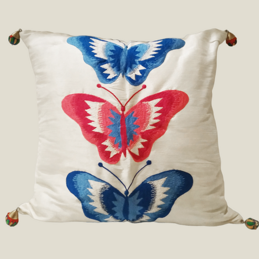 THE LUXELIFE THREE BUTTERFLY EMBROIDERY CUSHION COVER