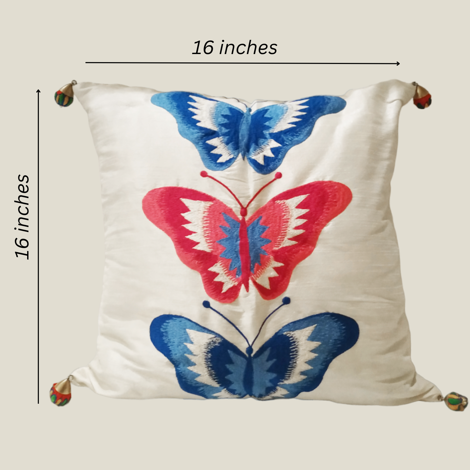 THE LUXELIFE THREE BUTTERFLY EMBROIDERY CUSHION COVER