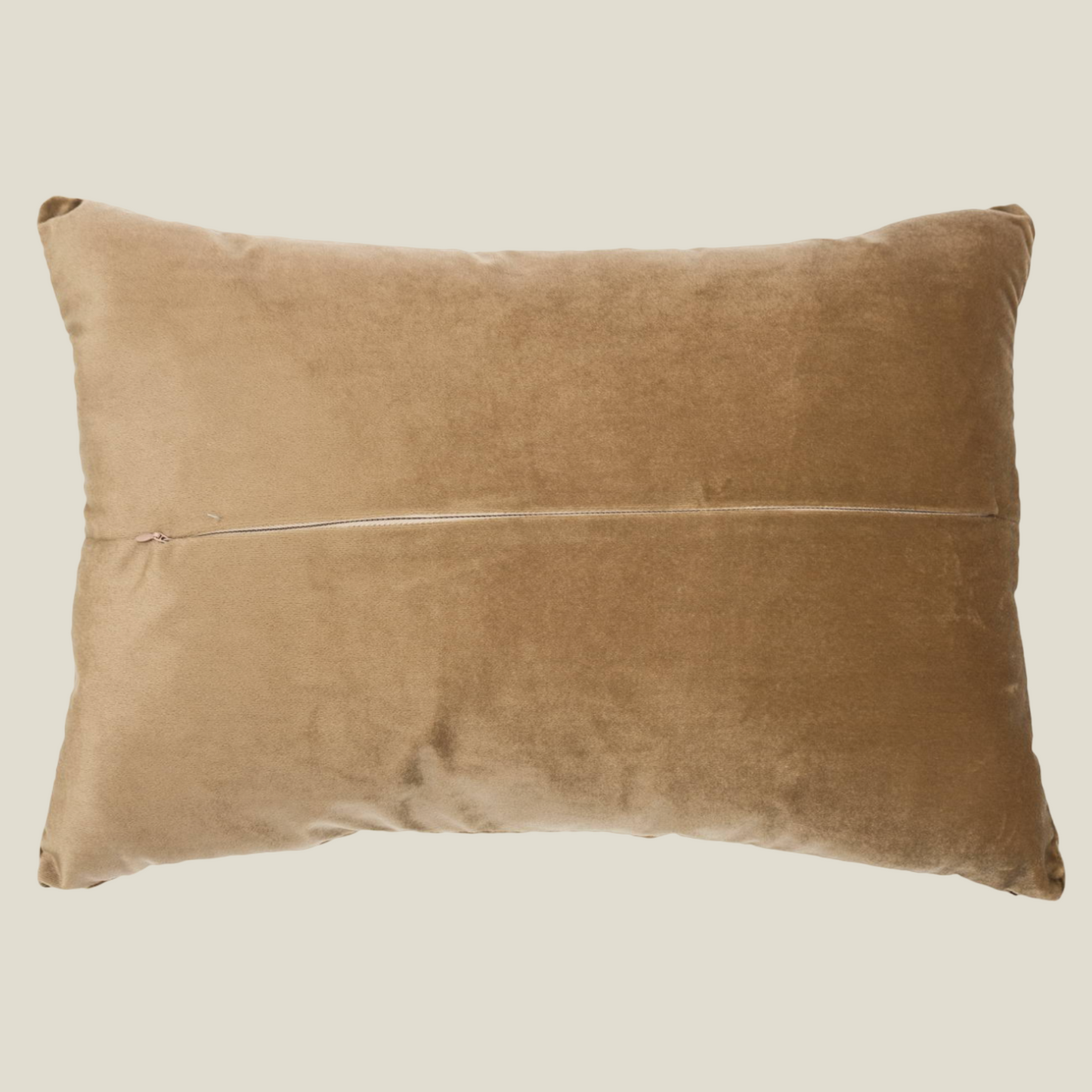 The Luxelife Handcrafted Brown Velvet Cushion Cover (Zigzag Embroidery)