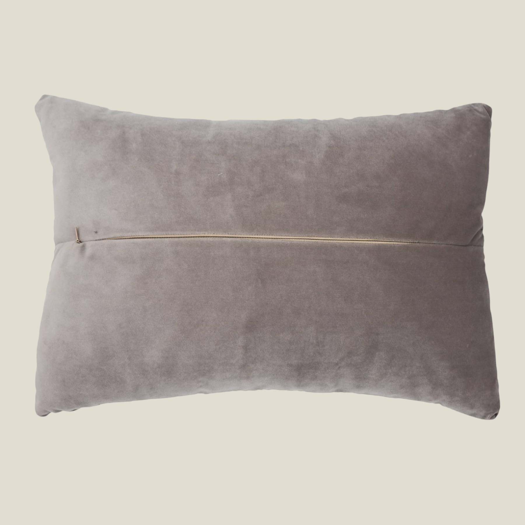 The Luxelife Handcrafted Grey Velvet Cushion Cover (Zigzag Embroidery)