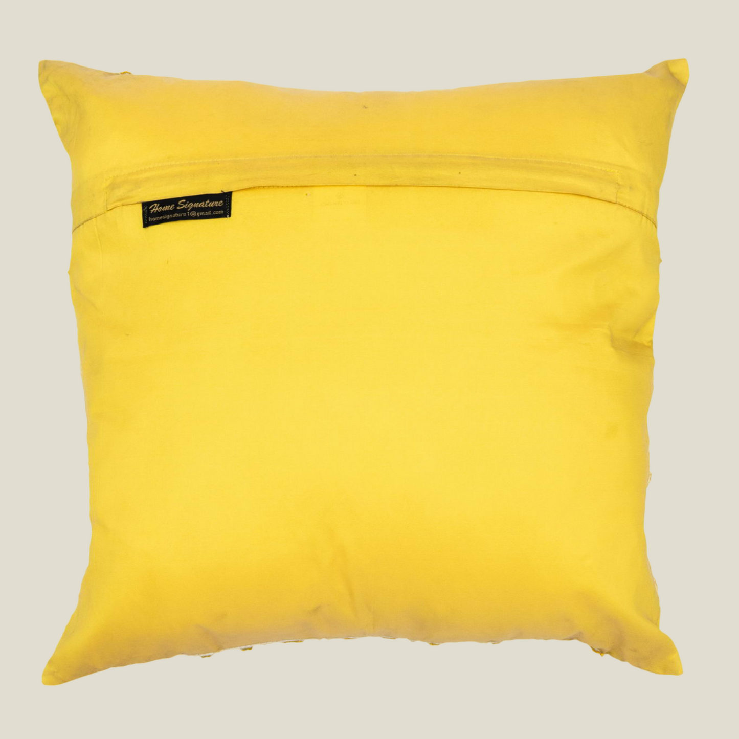 The Luxelife Handcrafted Yellow Cushion Cover (Embroidered)