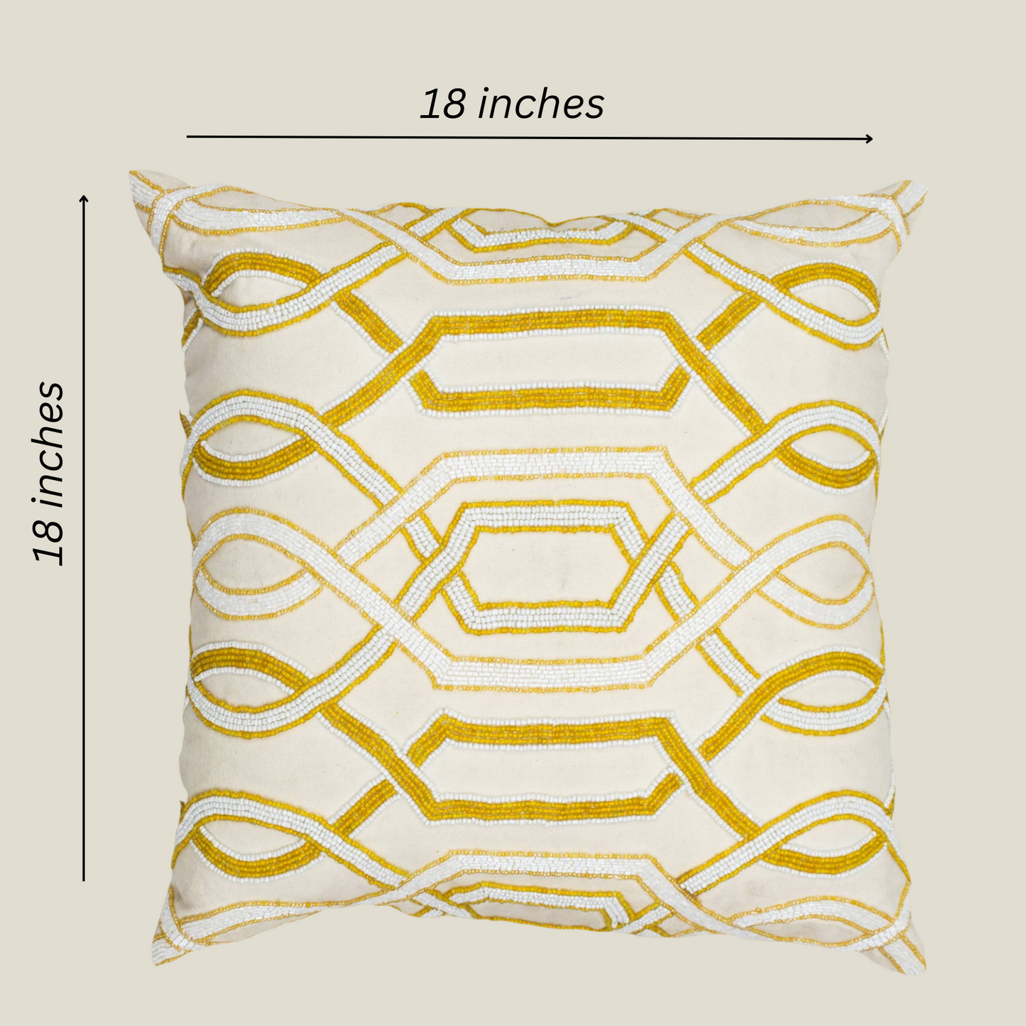 The Luxelife Handcrafted Yellow Cushion Cover (Embroidered)