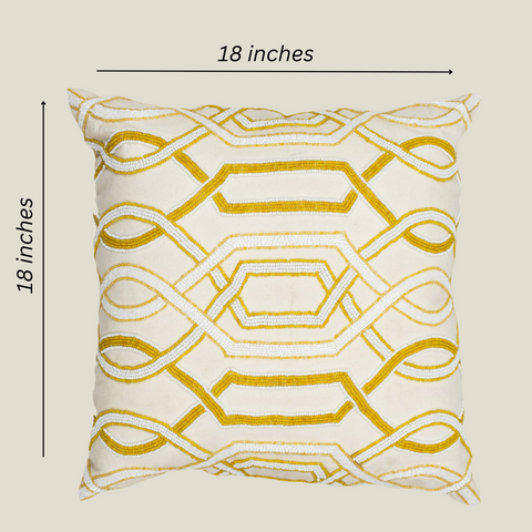 The Luxelife Handcrafted Yellow Cushion Cover (Embroidered)