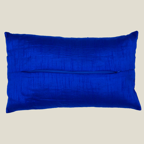 The Luxelife Handcrafted Blue Dupion Cushion Cover (Beaded Embroidery)