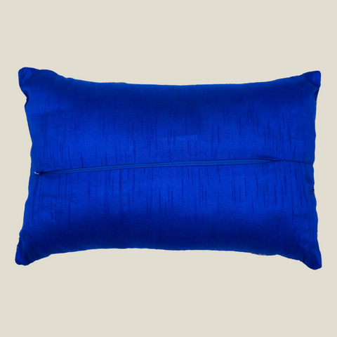 The Luxelife Handcrafted Blue Cushion Cover (Zigzag Embroidery)