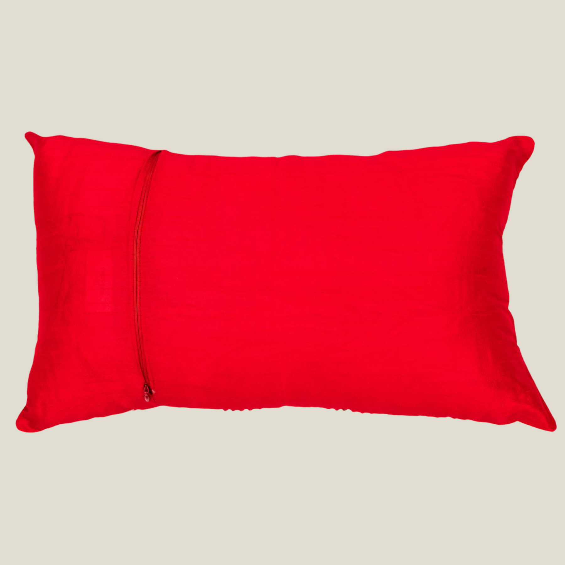 The Luxelife Handcrafted Red Cushion Cover (Zigzag Embroidery)